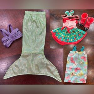Willie Wishers Doll Clothes, Willa, Mermaid and Swim Cover Up